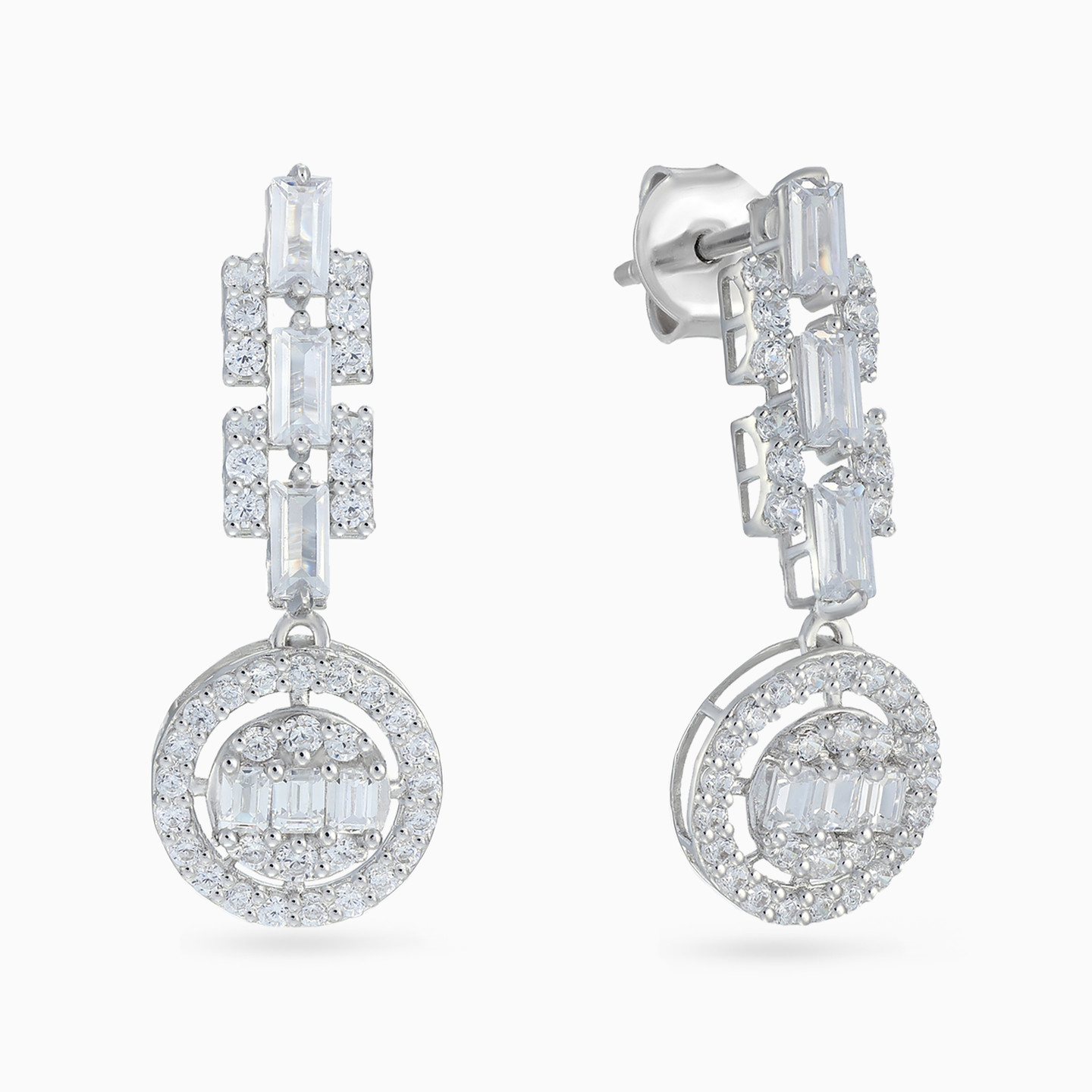 Round & Rectangular Links Cubic Zirconia Set in 18K Gold (4 Pieces) - 5 Round & Rectangular Links Cubic Zirconia Set in 18K Gold (4 Pieces) - 5