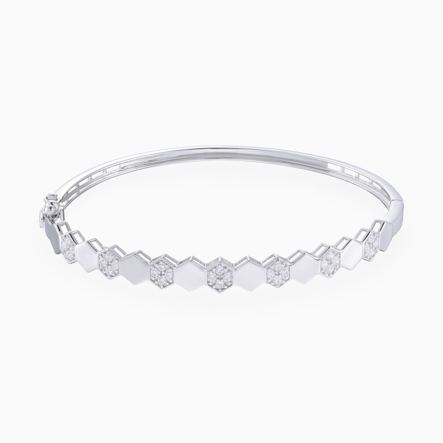 Alternating Hexagonal Discs Cubic Zirconia Set in 18K Gold (2 Pieces) - 3 Alternating Hexagonal Discs Cubic Zirconia Set in 18K Gold (2 Pieces) - 3