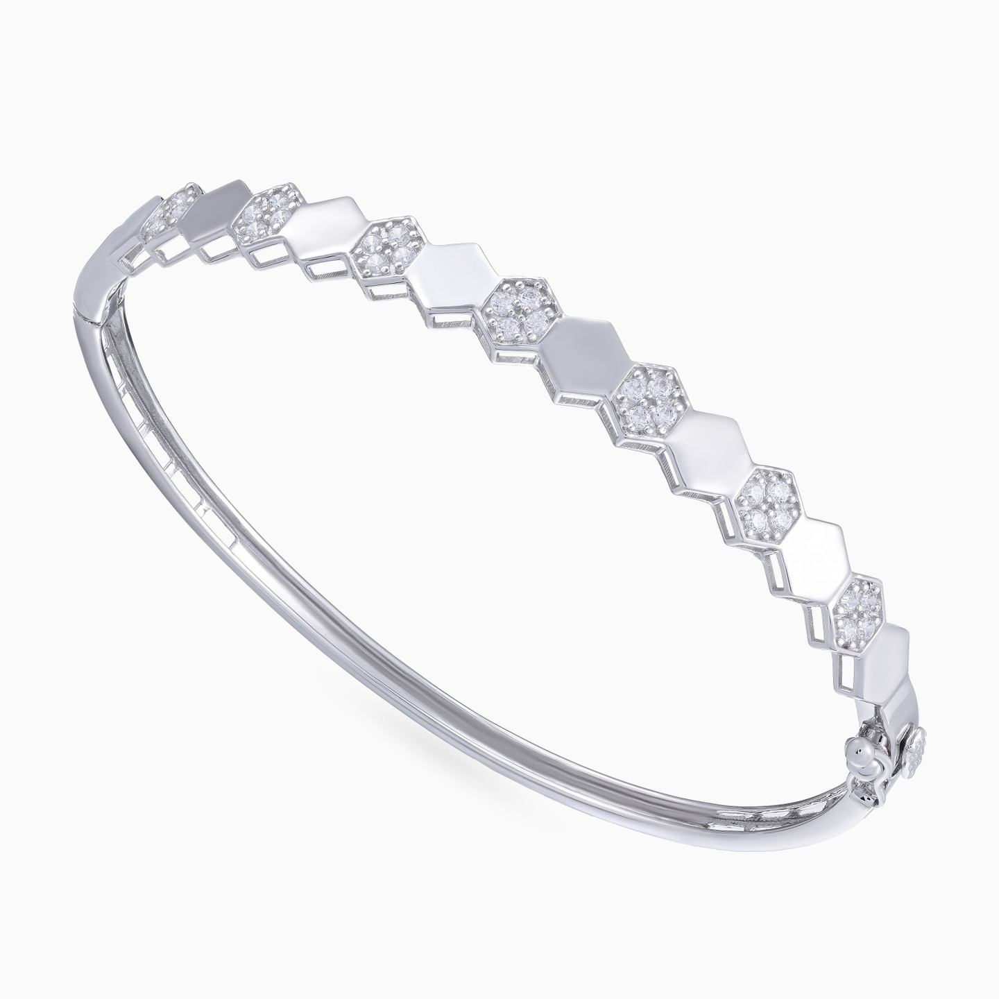 Alternating Hexagonal Discs Cubic Zirconia Set in 18K Gold (2 Pieces) - 5 Alternating Hexagonal Discs Cubic Zirconia Set in 18K Gold (2 Pieces) - 5