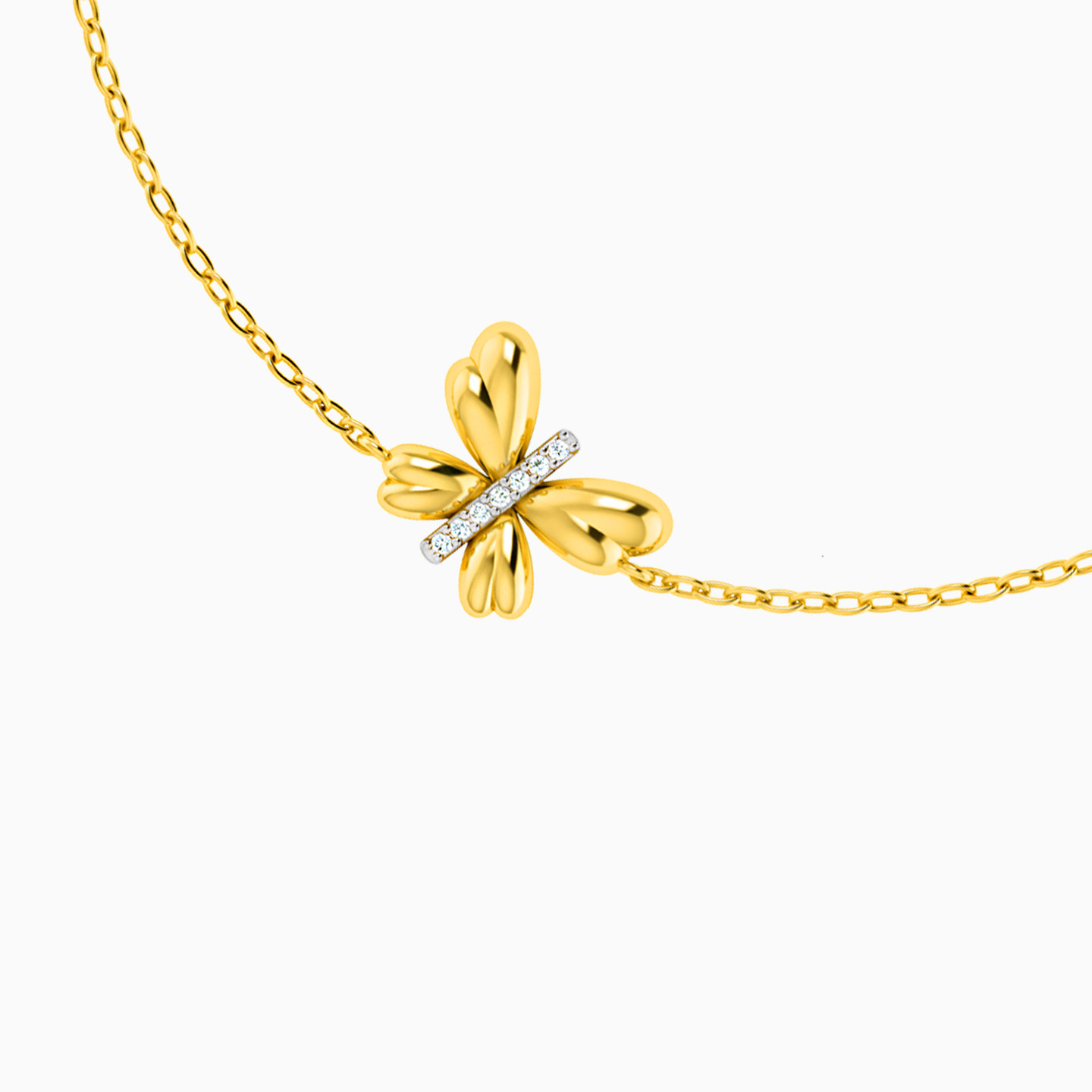Butterfly Diamonds Chain Bracelet in 18K Gold - 3 Butterfly Diamonds Chain Bracelet in 18K Gold - 3