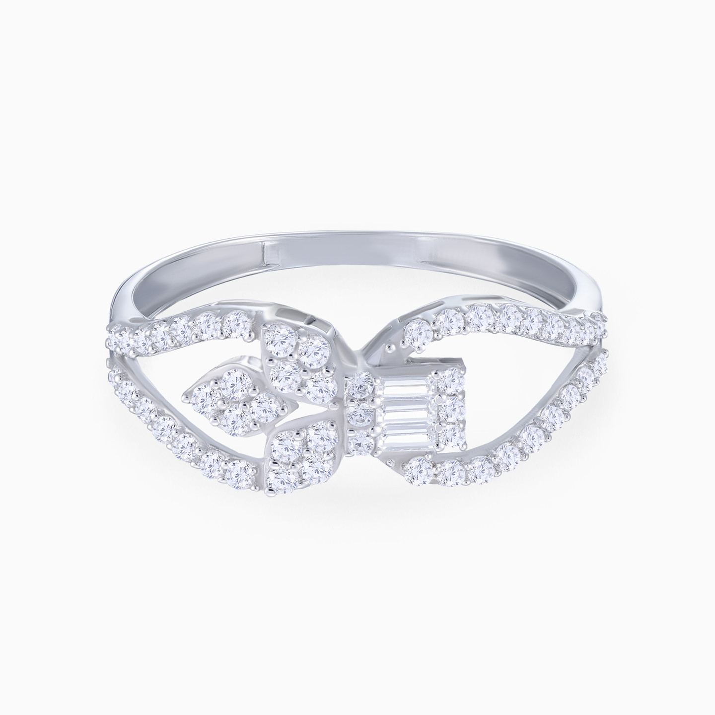 Leaf Bow Cubic Zirconia Set in 18K Gold (2 Pieces) - 4 Leaf Bow Cubic Zirconia Set in 18K Gold (2 Pieces) - 4