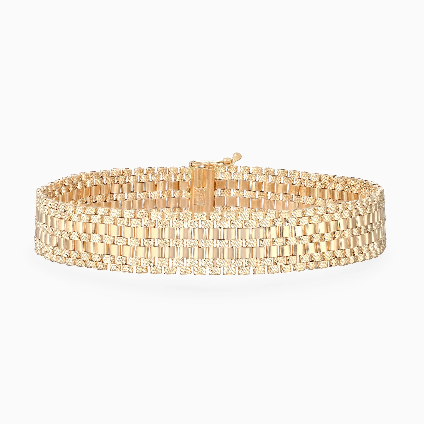 Alternating Smooth and Textured Links Bracelet in 21K Gold Alternating Smooth and Textured Links Bracelet in 21K Gold