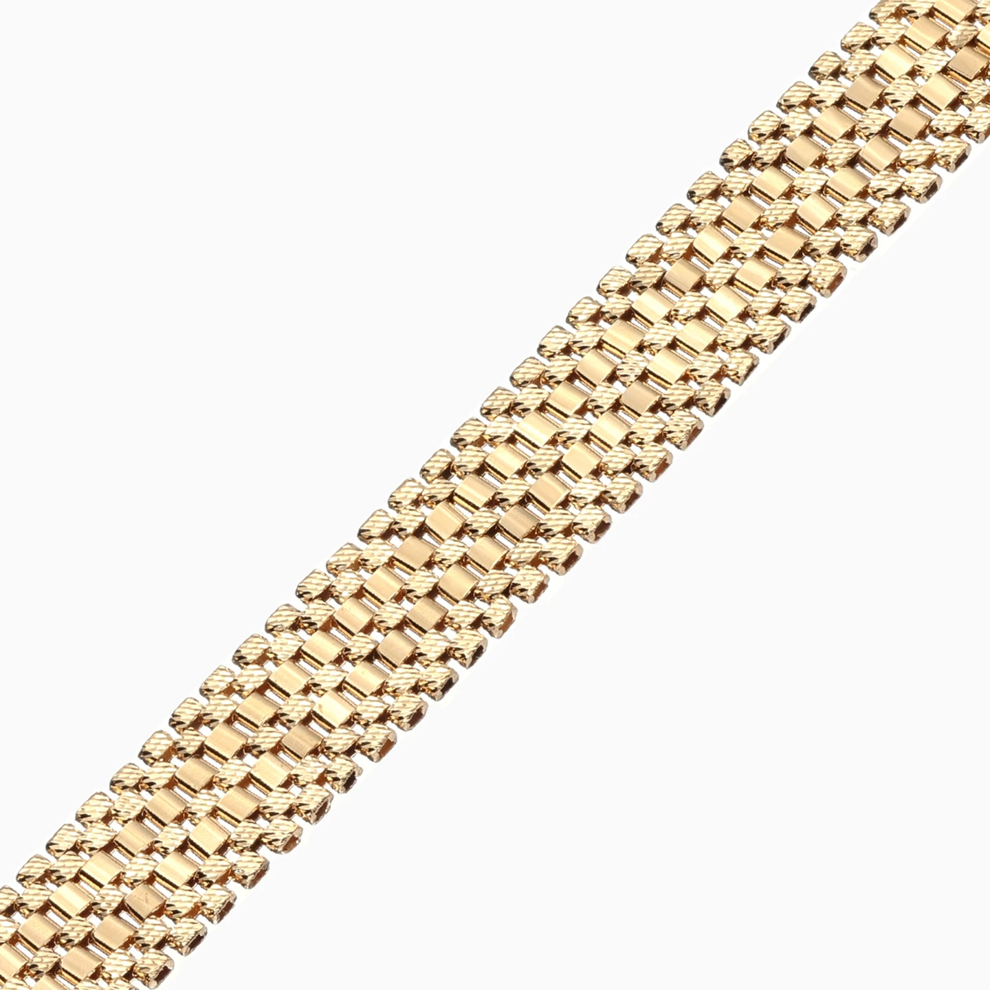 Alternating Smooth and Textured Links Bracelet in 21K Gold - 3 Alternating Smooth and Textured Links Bracelet in 21K Gold - 3