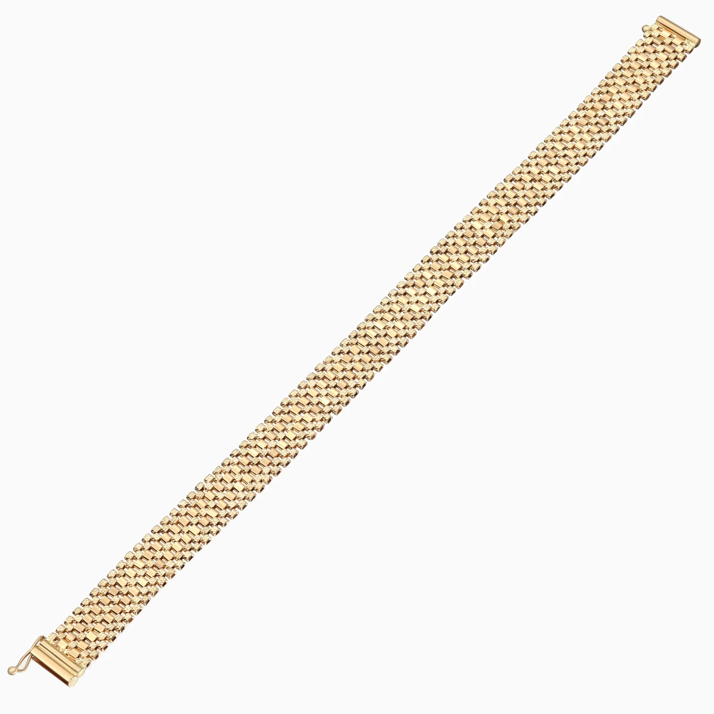 Alternating Smooth and Textured Links Bracelet in 21K Gold - 4 Alternating Smooth and Textured Links Bracelet in 21K Gold - 4