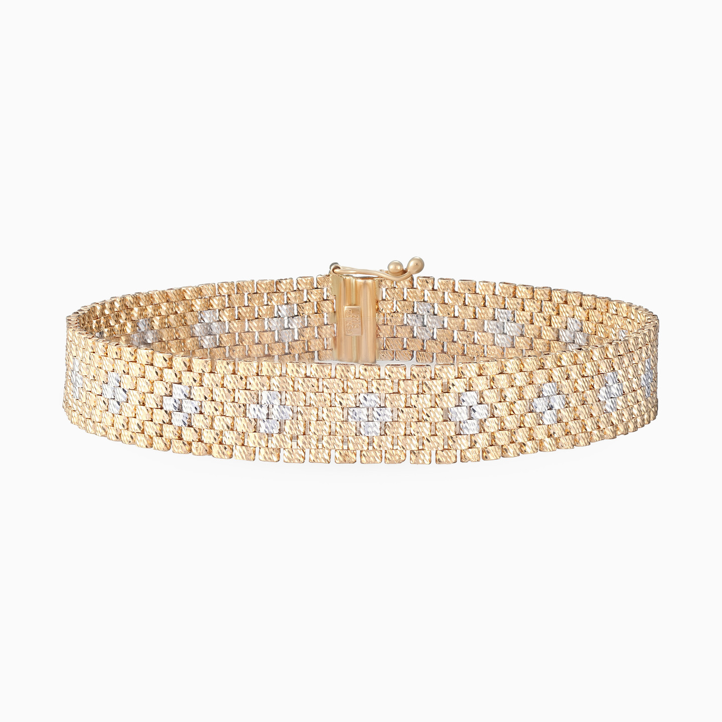 Two Tone Geometric Links Bracelet in 21K Gold Two Tone Geometric Links Bracelet in 21K Gold