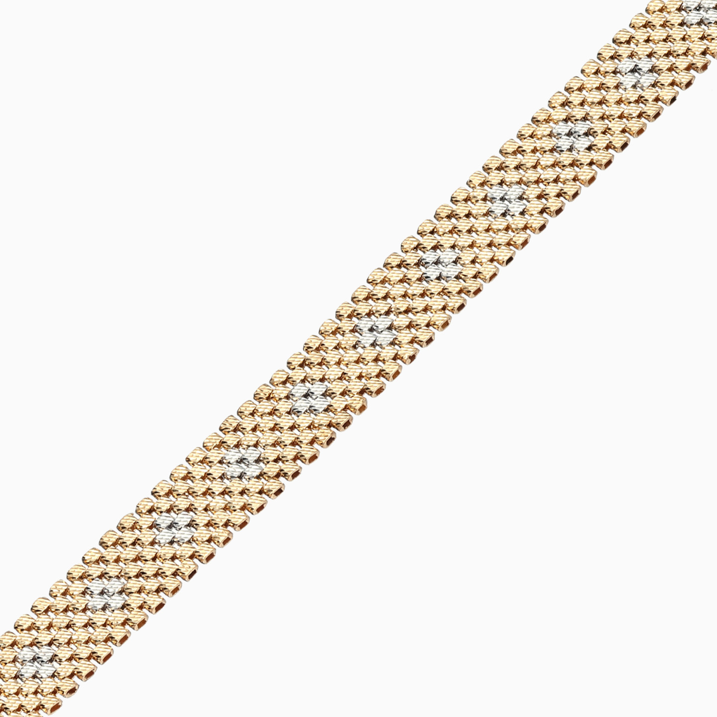 Two Tone Geometric Links Bracelet in 21K Gold - 3 Two Tone Geometric Links Bracelet in 21K Gold - 3