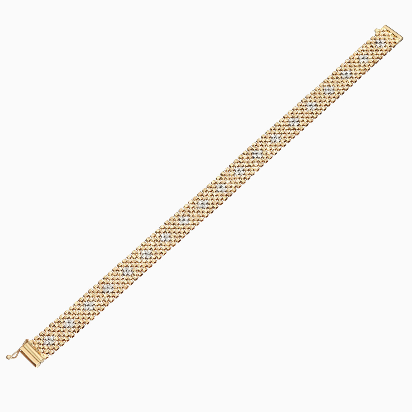Two Tone Geometric Links Bracelet in 21K Gold - 4 Two Tone Geometric Links Bracelet in 21K Gold - 4