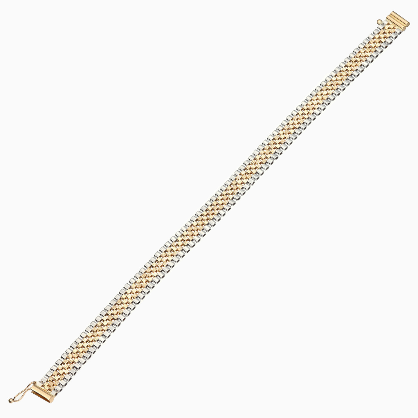 Two Tone Multi Row Bracelet in 21K Gold - 4 Two Tone Multi Row Bracelet in 21K Gold - 4