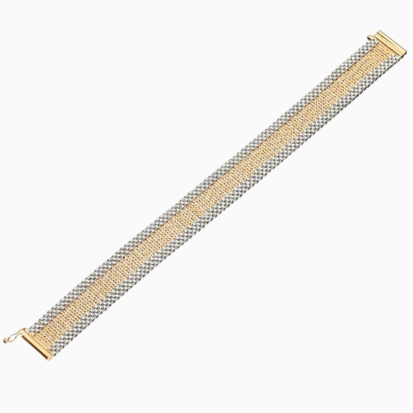 Two Tone Multi Row Textured Bracelet in 21K Gold - 4 Two Tone Multi Row Textured Bracelet in 21K Gold - 4