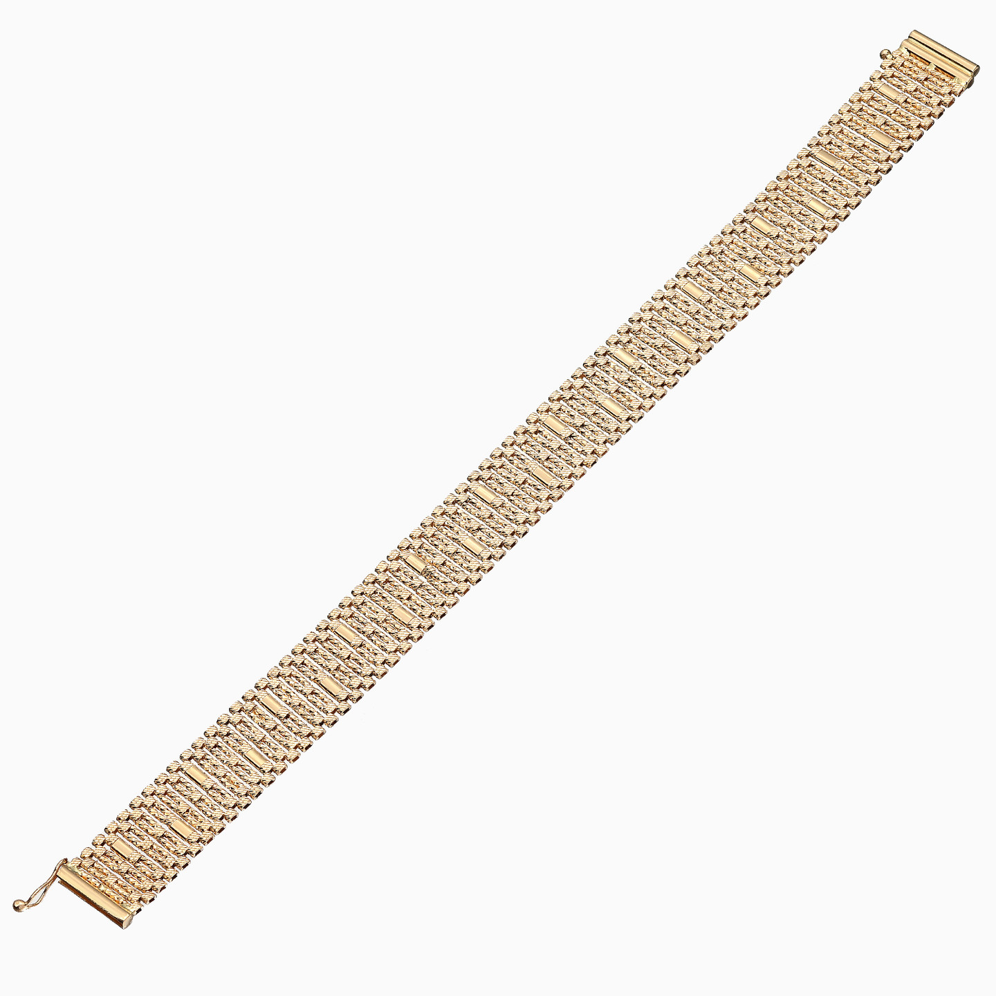 Textured Vertical Bars Bracelet in 21K Gold - 4 Textured Vertical Bars Bracelet in 21K Gold - 4