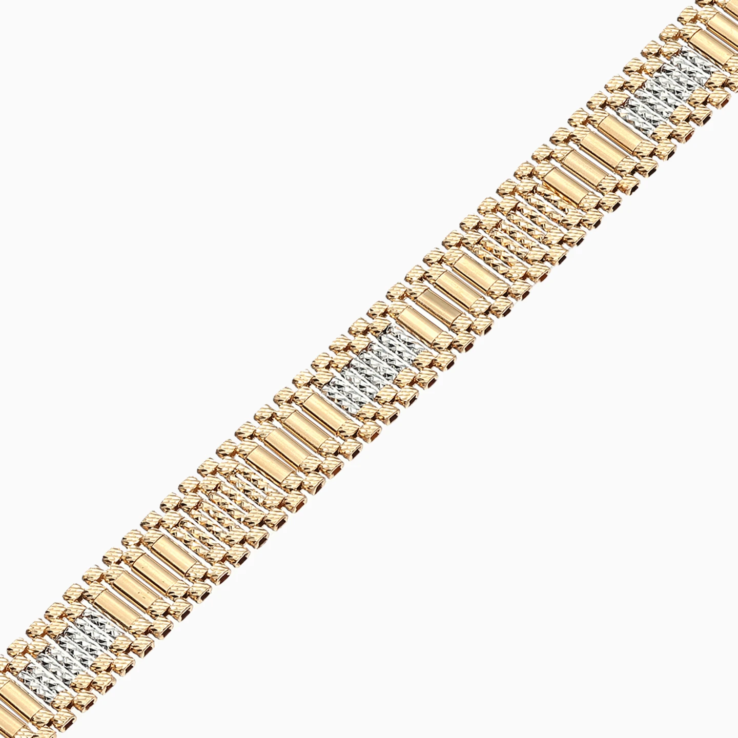 Mixed Textured Bar Bracelet in 21K Gold - 3 Mixed Textured Bar Bracelet in 21K Gold - 3