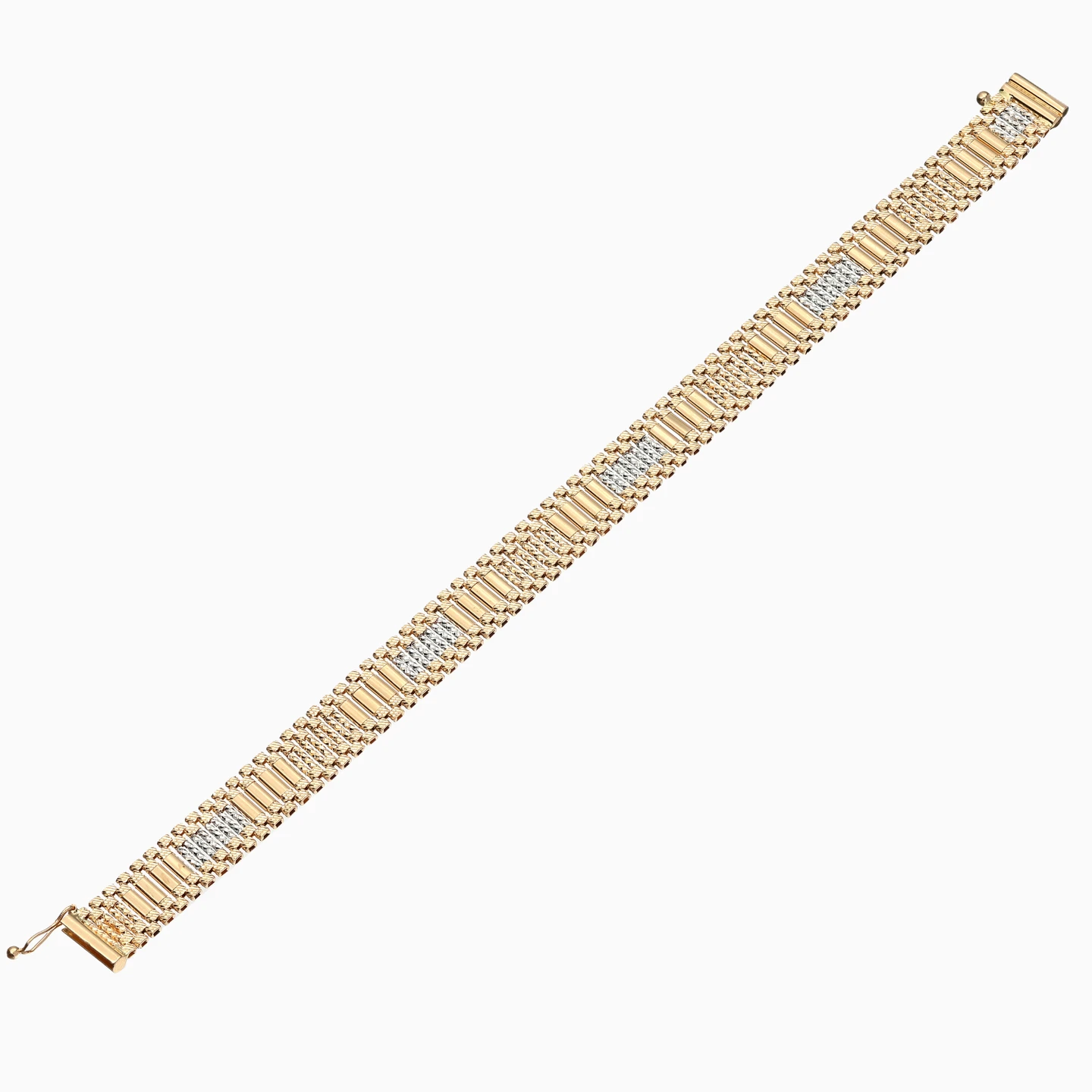Mixed Textured Bar Bracelet in 21K Gold - 4 Mixed Textured Bar Bracelet in 21K Gold - 4