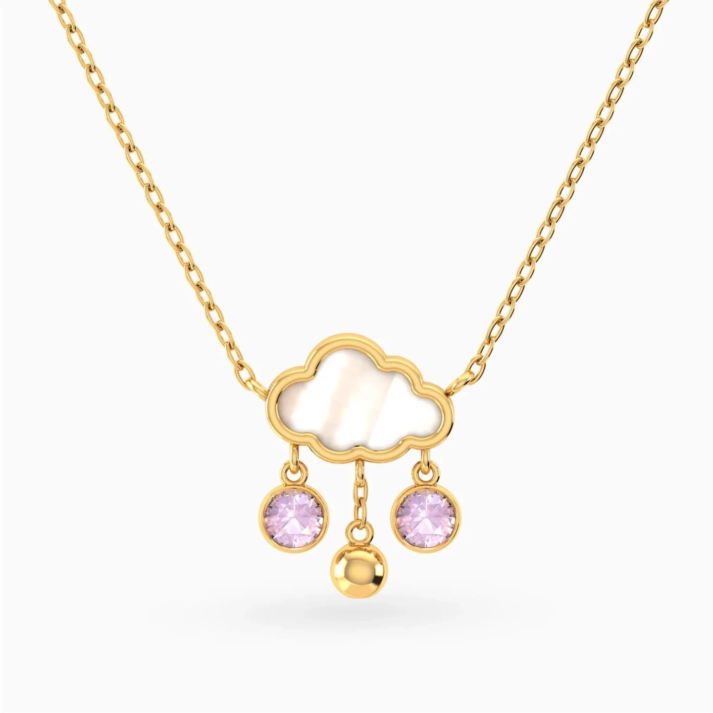 Kids Cloud Purple Stones Pearl Necklace in 18K Gold Kids Cloud Purple Stones Pearl Necklace in 18K Gold