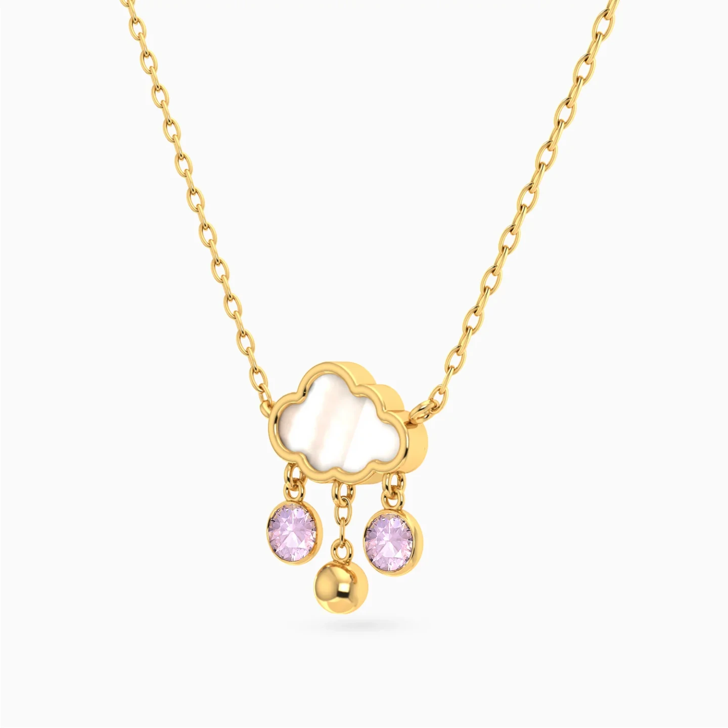 Kids Cloud Purple Stones Pearl Necklace in 18K Gold - 2 Kids Cloud Purple Stones Pearl Necklace in 18K Gold - 2
