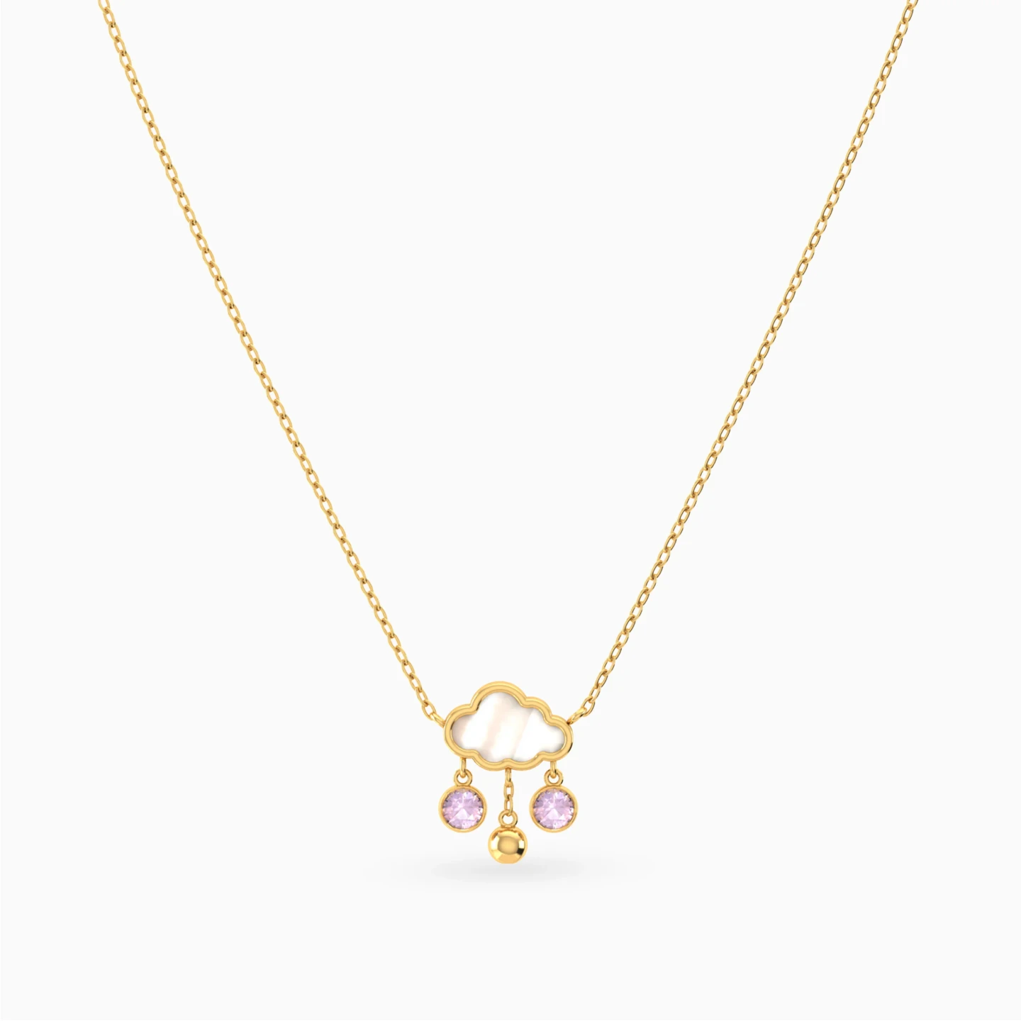 Kids Cloud Purple Stones Pearl Necklace in 18K Gold - 3 Kids Cloud Purple Stones Pearl Necklace in 18K Gold - 3