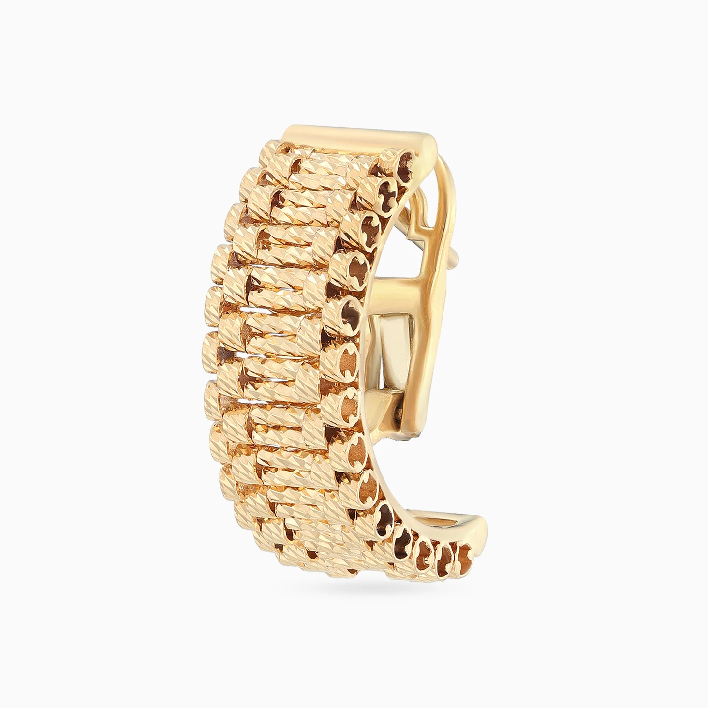 Horizontal Bars & Round Loops Huggie Earrings in 21K Gold - 4 Horizontal Bars & Round Loops Huggie Earrings in 21K Gold - 4