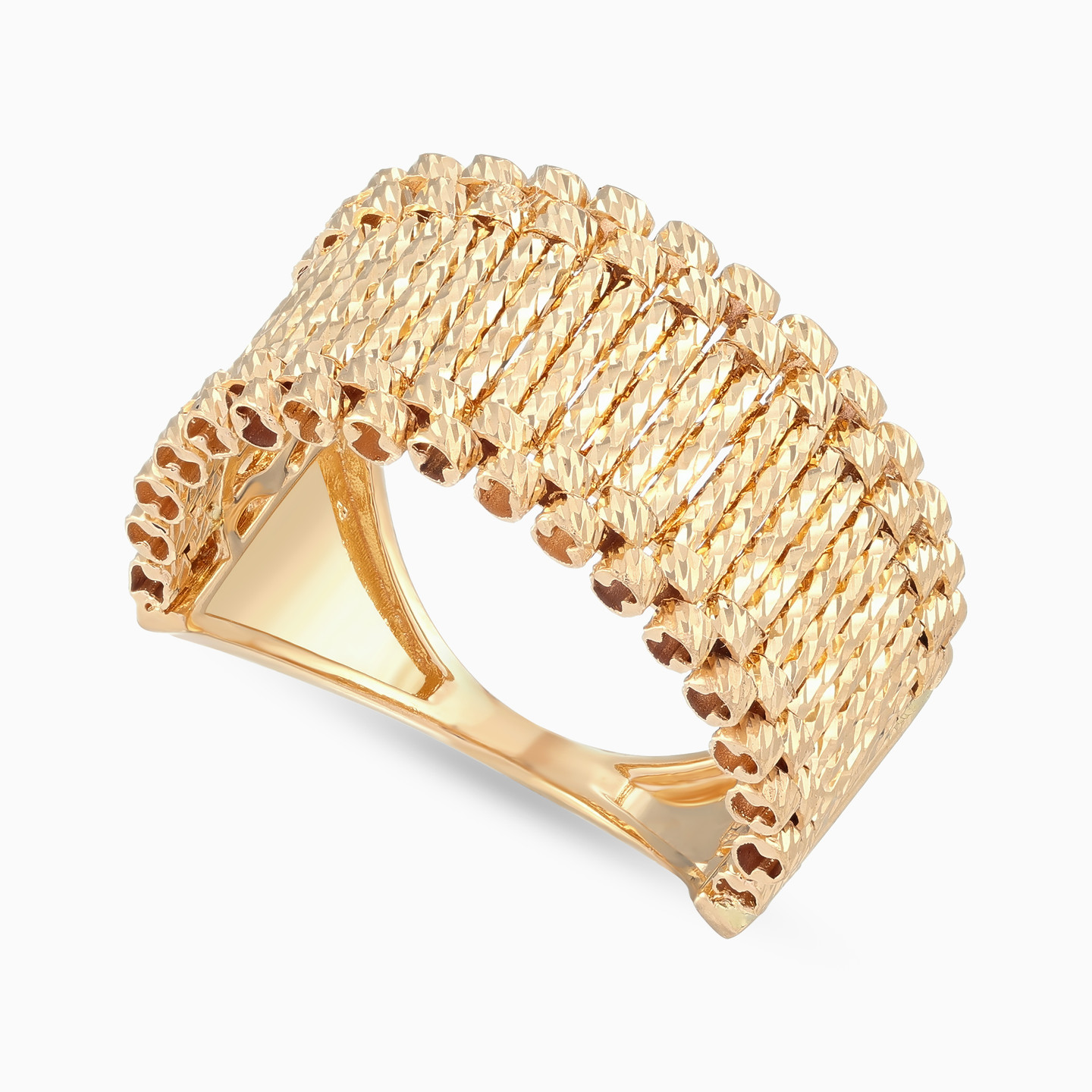 Horizontal Bars & Round Loops Ring in 21K Gold - 2 Horizontal Bars & Round Loops Ring in 21K Gold - 2