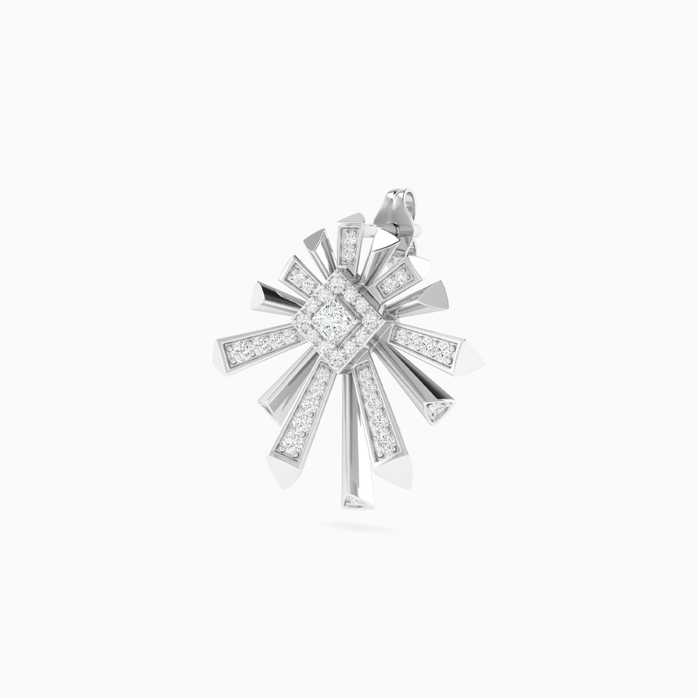 Geometric Sunburst Diamond Stud Earrings in 18K Gold - 4 Geometric Sunburst Diamond Stud Earrings in 18K Gold - 4