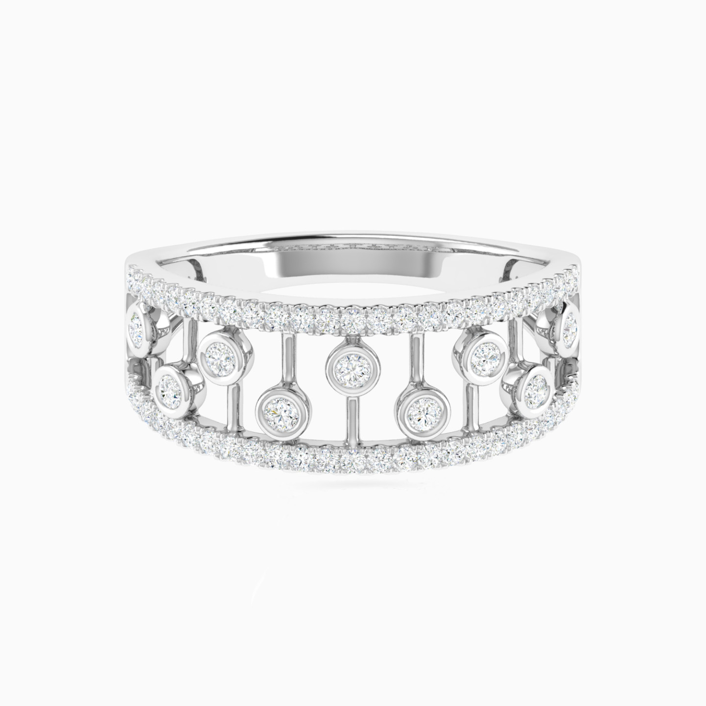 Openwork & Round Bezel Diamond Ring in 18K Gold Openwork & Round Bezel Diamond Ring in 18K Gold