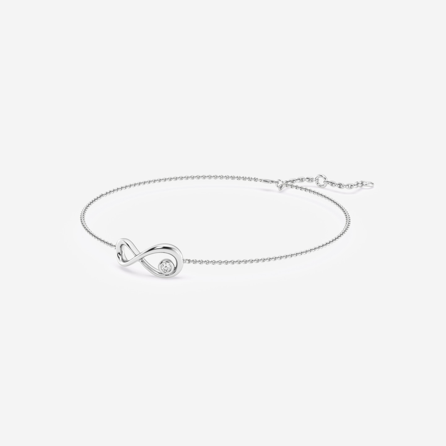 Infinity Cubic Zirconia Chain Bracelet in Silver - 2 Infinity Cubic Zirconia Chain Bracelet in Silver - 2