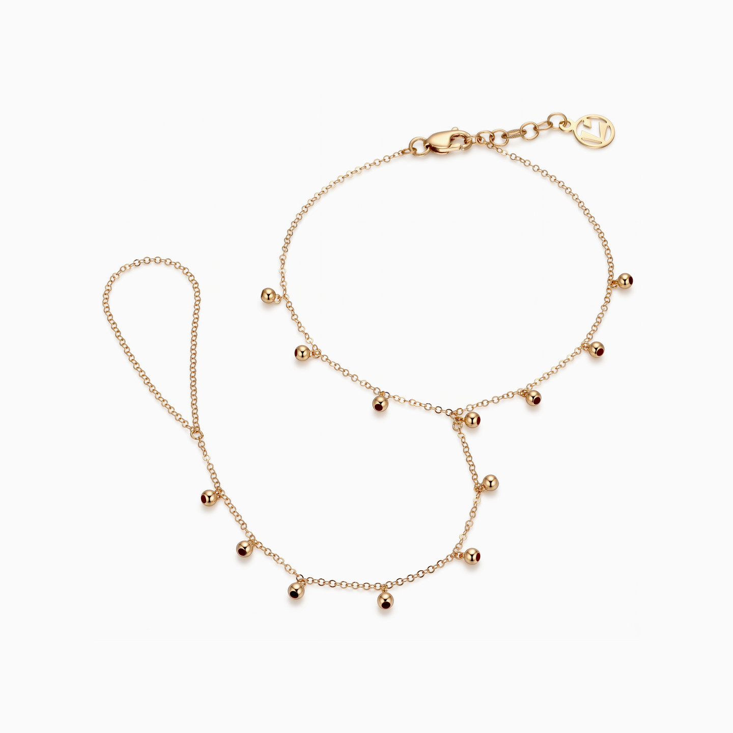 Dangling Beads Hand Chain in 21K Gold Dangling Beads Hand Chain in 21K Gold
