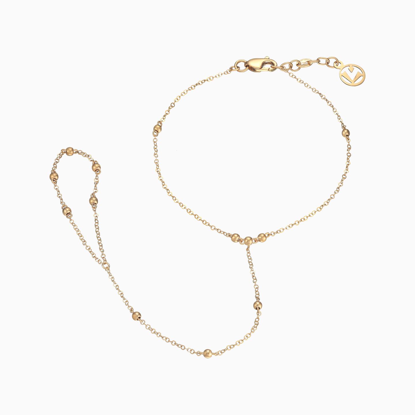 Spaced Beads Hand Chain in 21K Gold Spaced Beads Hand Chain in 21K Gold