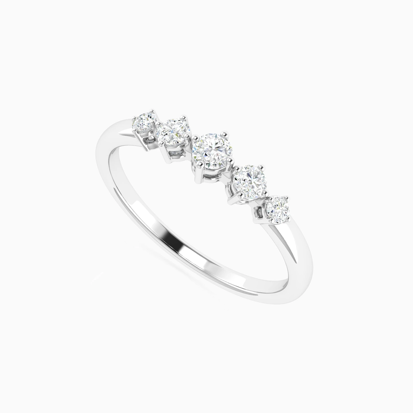 Graduated Square Diamond Ring in 18K Gold - 2 Graduated Square Diamond Ring in 18K Gold - 2