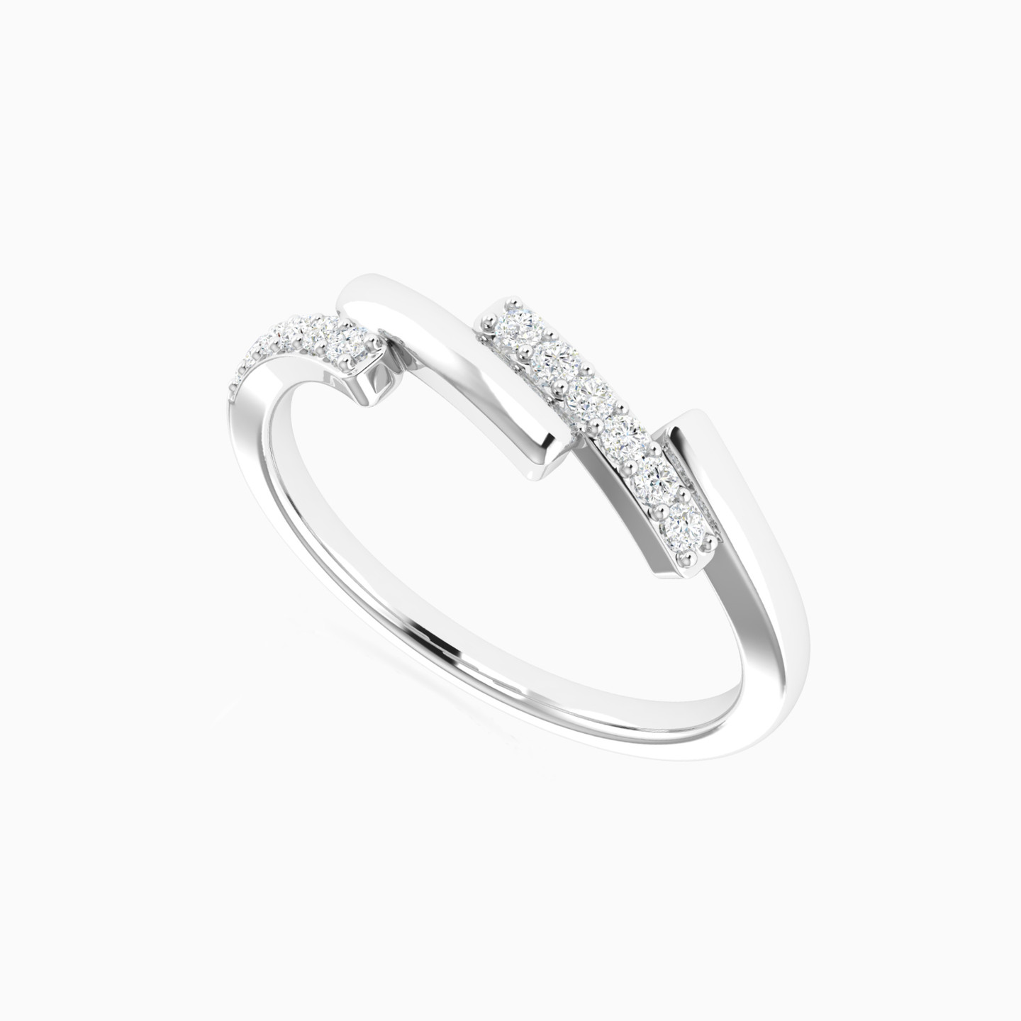 Triple Curves Beaded Diamond Ring in 18K Gold - 2 Triple Curves Beaded Diamond Ring in 18K Gold - 2