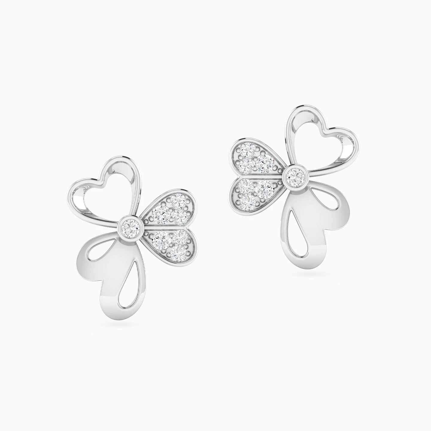 Openwork Flower Diamond Stud Earrings in 18K Gold - 2 Openwork Flower Diamond Stud Earrings in 18K Gold - 2