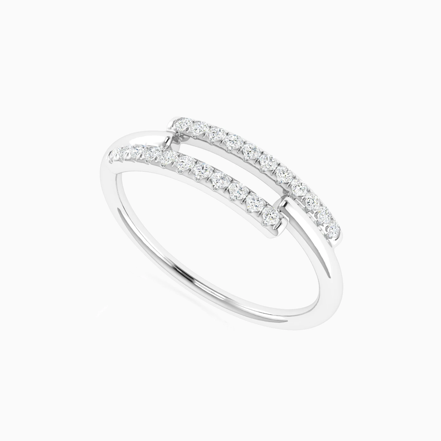Double Bar Diamond Ring in 18K Gold - 2 Double Bar Diamond Ring in 18K Gold - 2