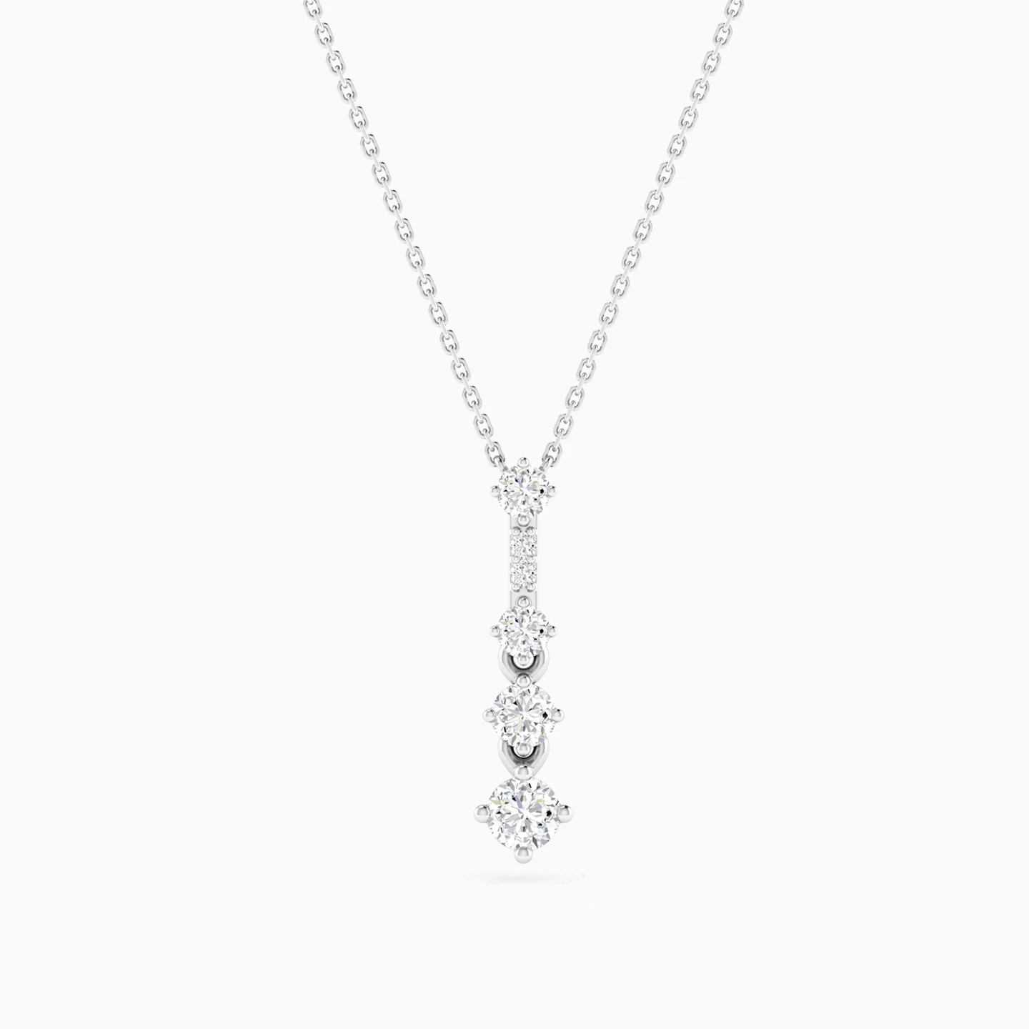 Graduated Round Diamond Drop Pendant Necklace in 18K Gold Graduated Round Diamond Drop Pendant Necklace in 18K Gold
