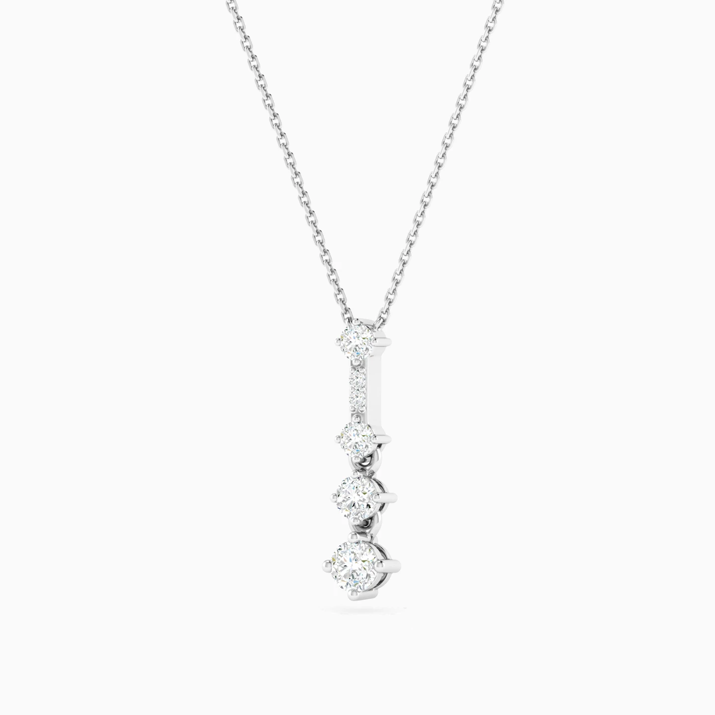 Graduated Round Diamond Drop Pendant Necklace in 18K Gold - 2 Graduated Round Diamond Drop Pendant Necklace in 18K Gold - 2