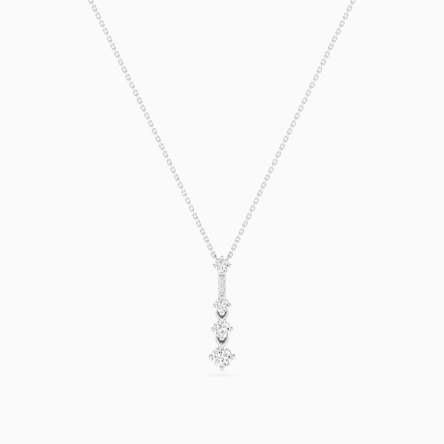 Graduated Round Diamond Drop Pendant Necklace in 18K Gold - 3 Graduated Round Diamond Drop Pendant Necklace in 18K Gold - 3