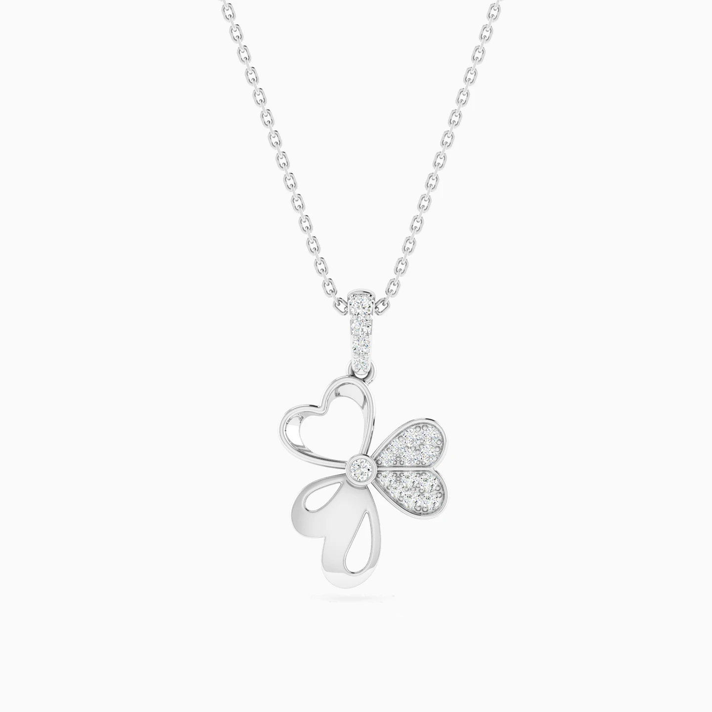 Openwork Flower Diamond Pendant Necklace in 18K Gold Openwork Flower Diamond Pendant Necklace in 18K Gold