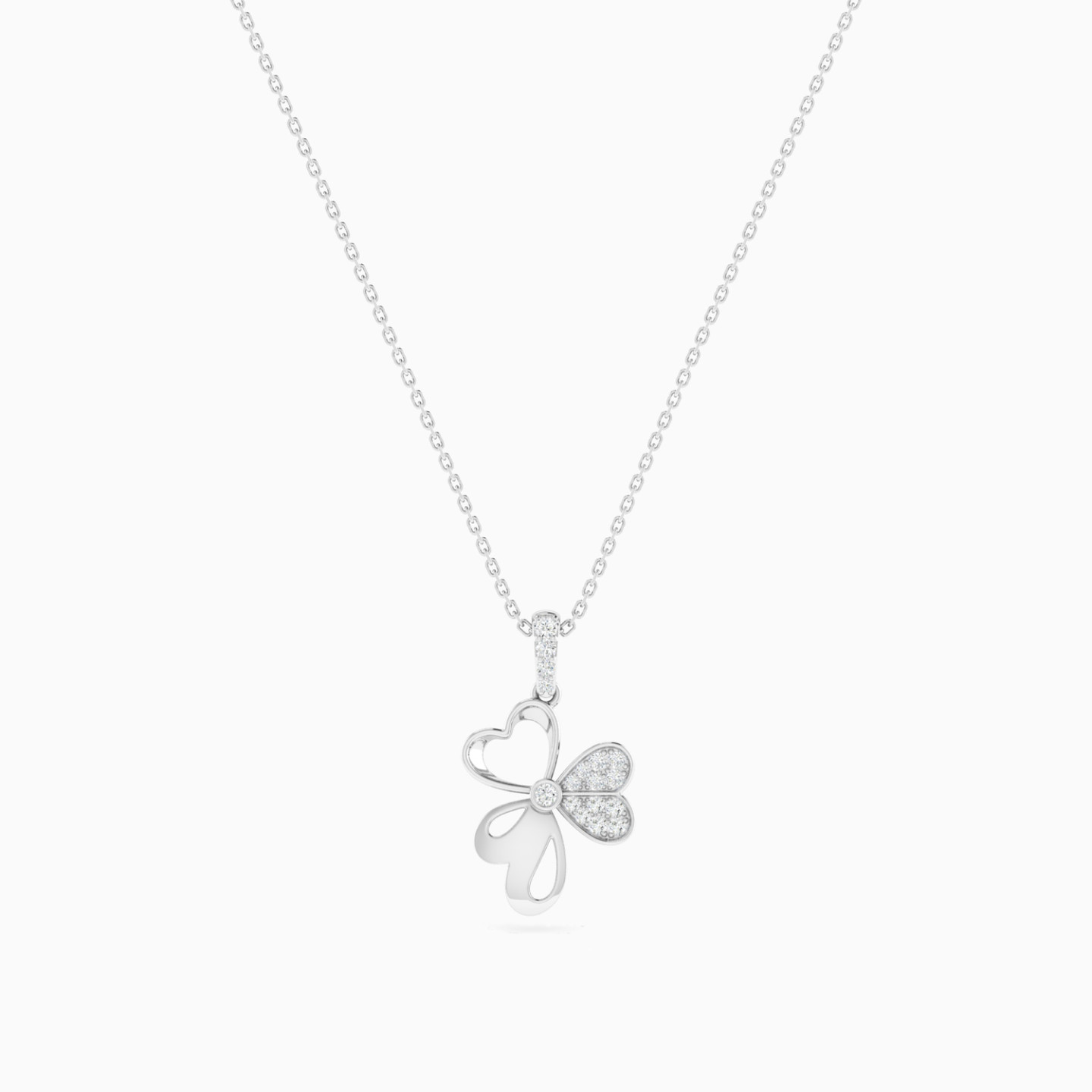 Openwork Flower Diamond Pendant Necklace in 18K Gold - 3 Openwork Flower Diamond Pendant Necklace in 18K Gold - 3