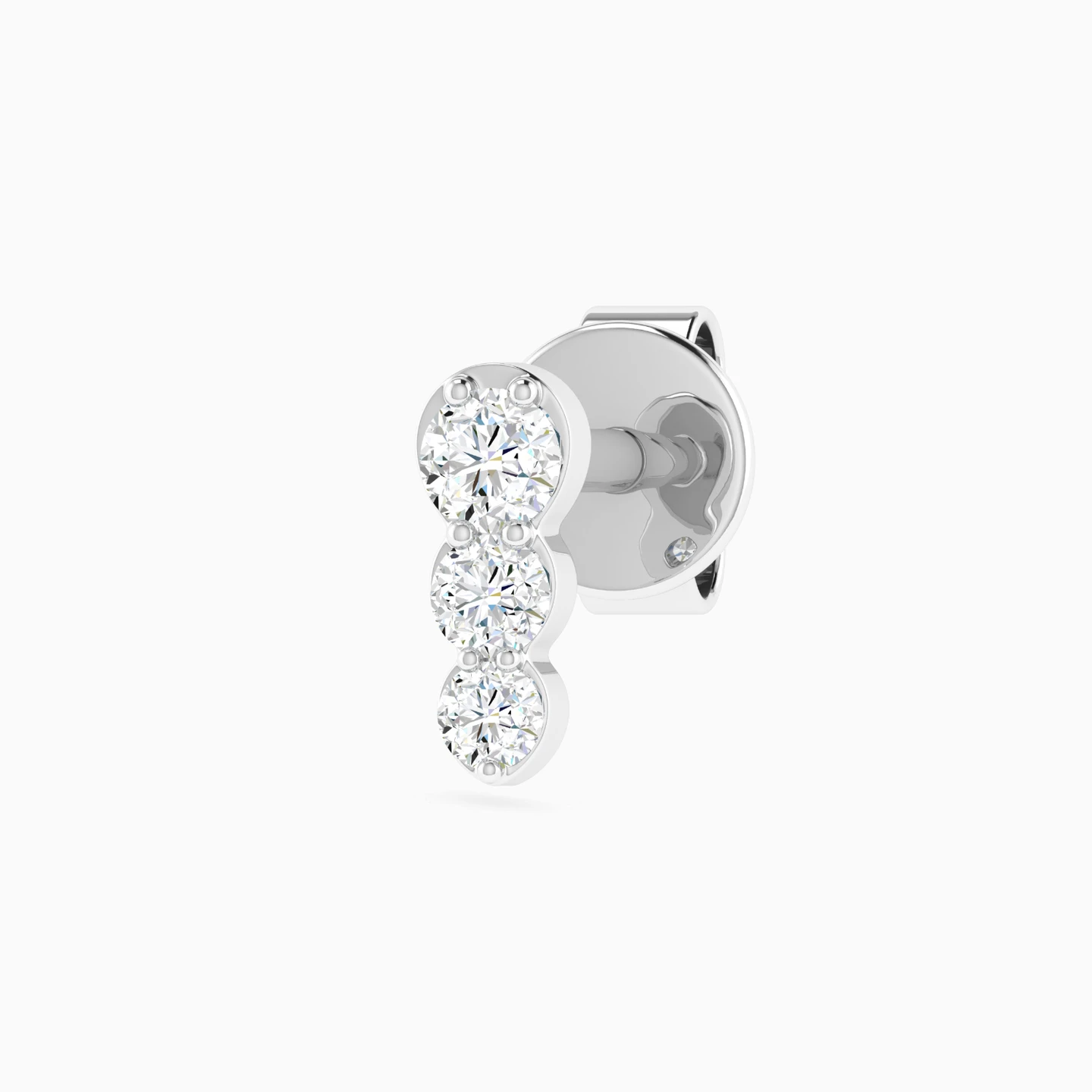 Triple Round Diamond Stud Earrings in 18K Gold - 3 Triple Round Diamond Stud Earrings in 18K Gold - 3