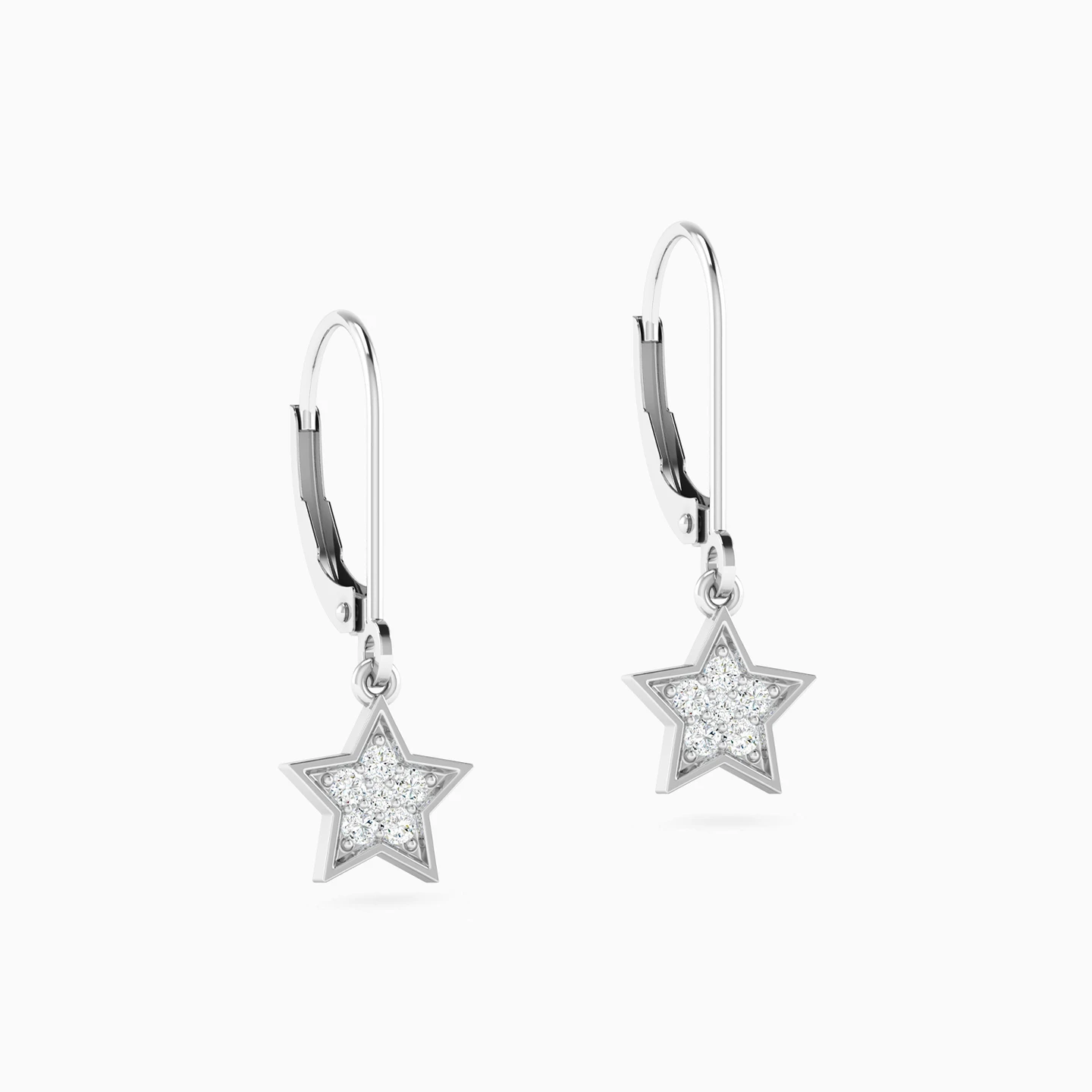 Star Diamond Drop Earrings in 18K Gold - 2 Star Diamond Drop Earrings in 18K Gold - 2