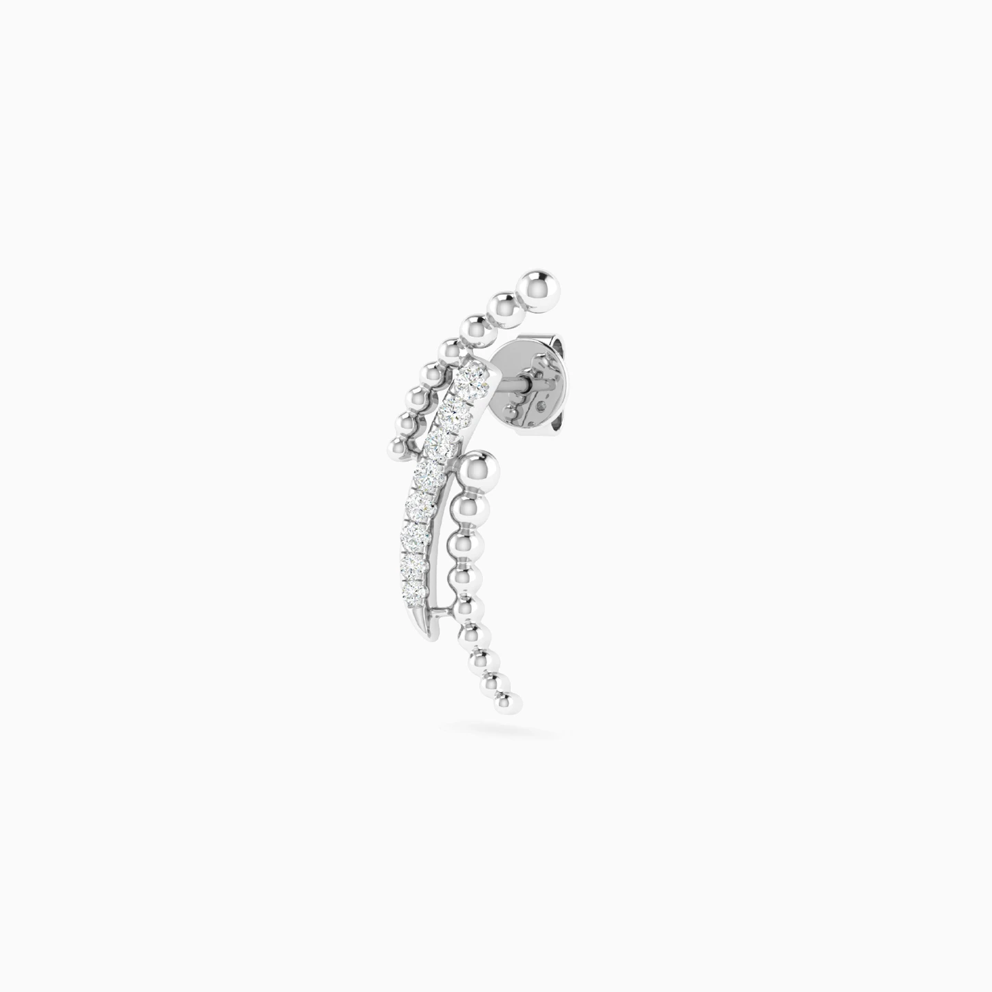 Triple Curves Beaded Diamond Earrings in 18K Gold - 3 Triple Curves Beaded Diamond Earrings in 18K Gold - 3