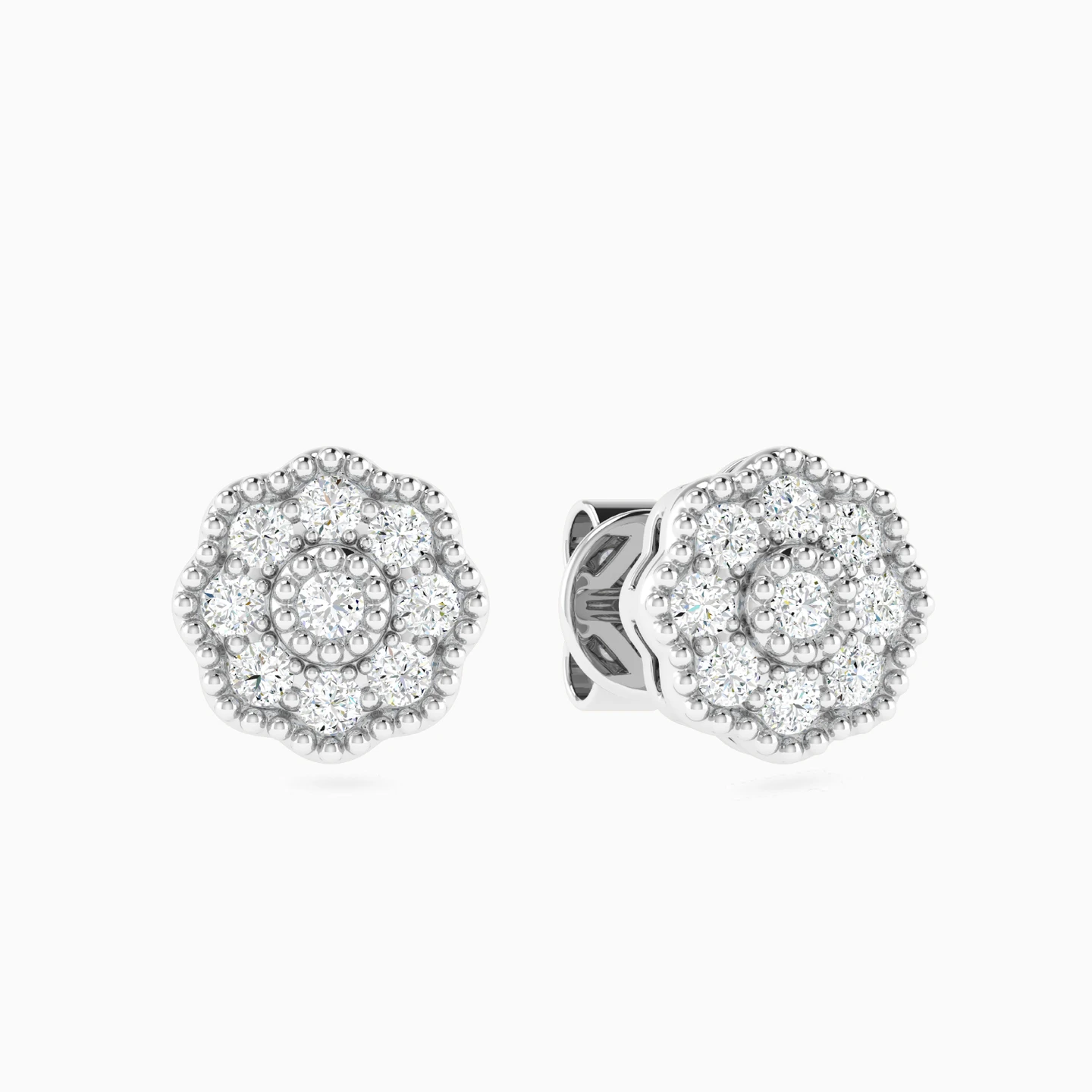 Floral Cluster Diamond Stud Earrings in 18K Gold Floral Cluster Diamond Stud Earrings in 18K Gold