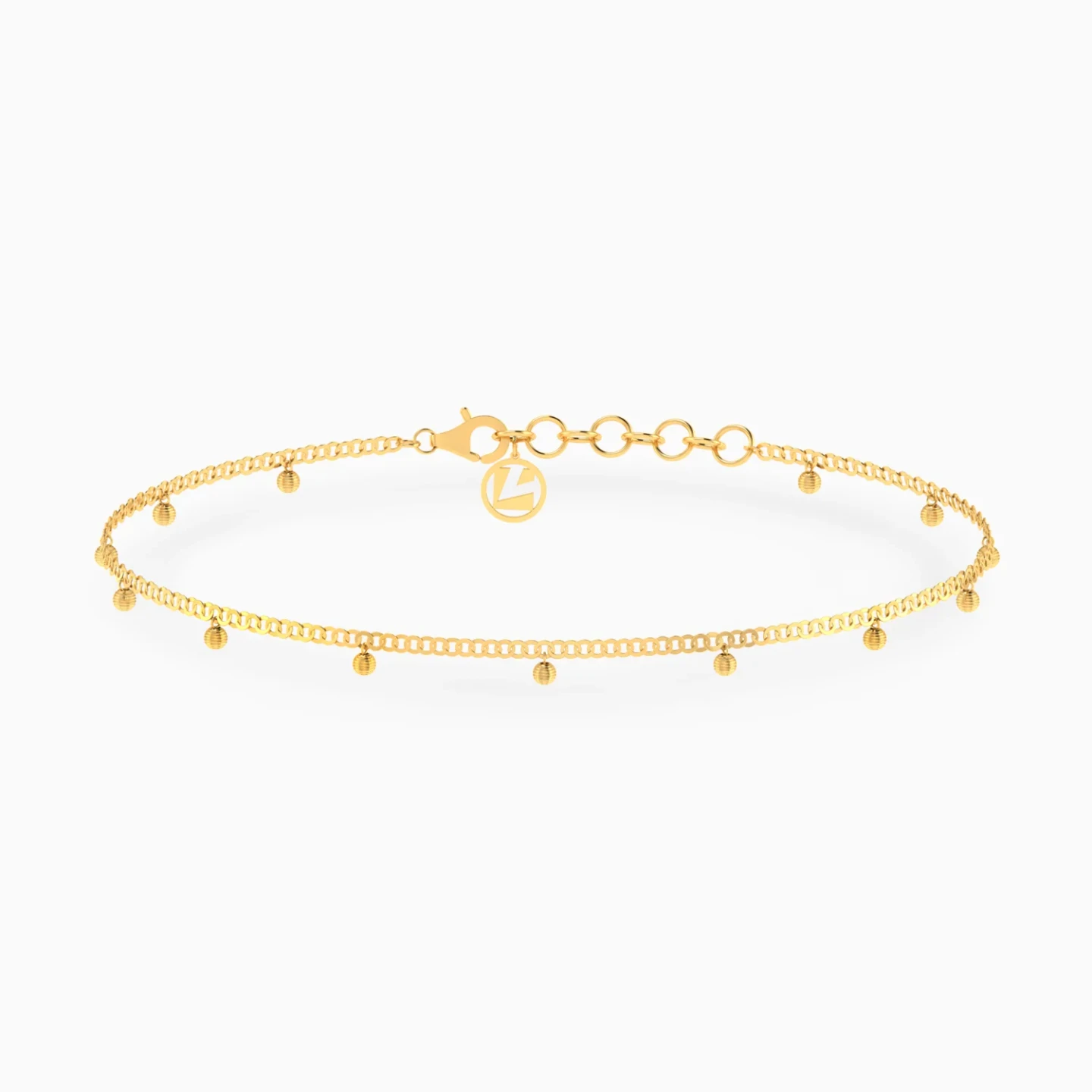 Dangling Textured Beads Anklet in 21K Gold Dangling Textured Beads Anklet in 21K Gold