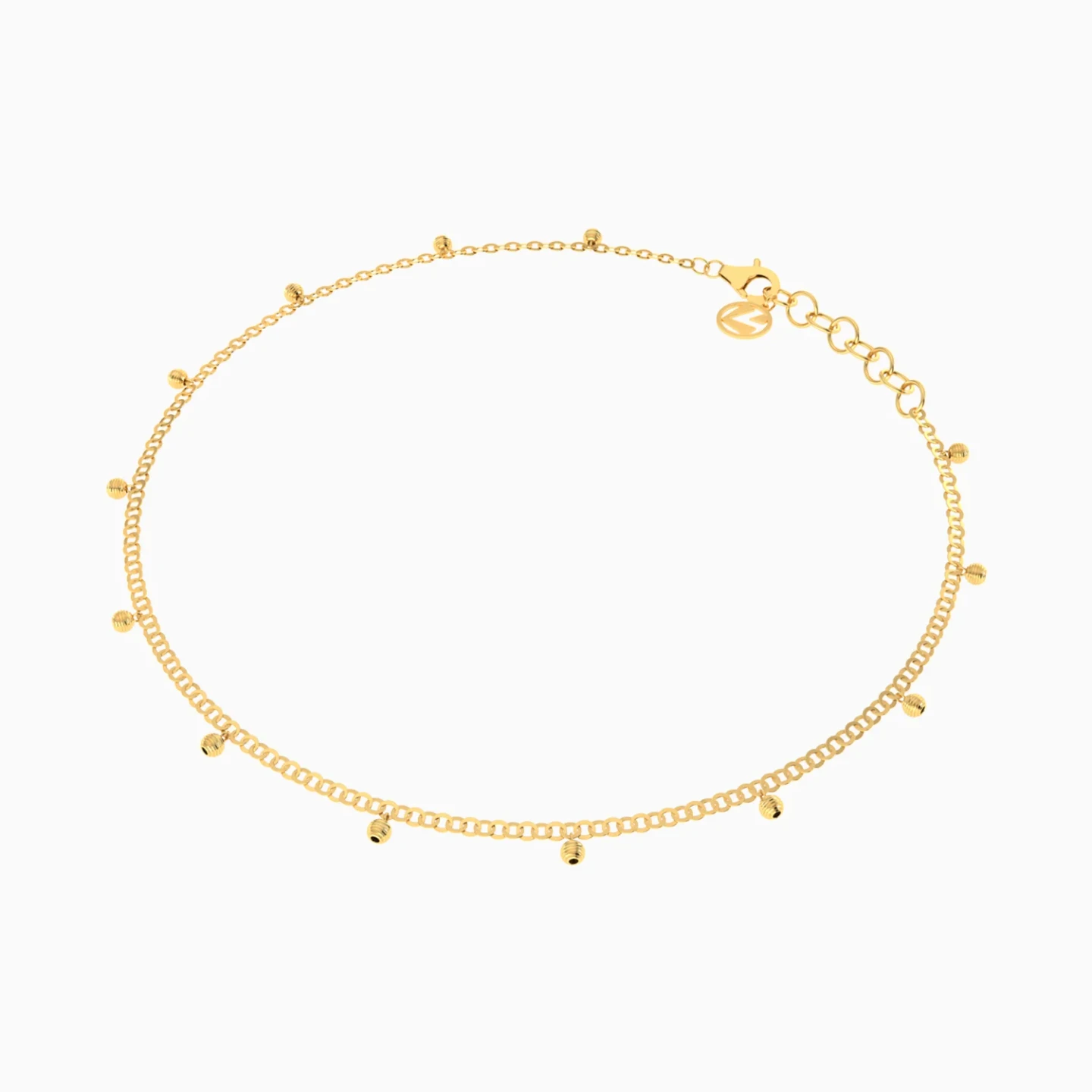 Dangling Textured Beads Anklet in 21K Gold - 2 Dangling Textured Beads Anklet in 21K Gold - 2