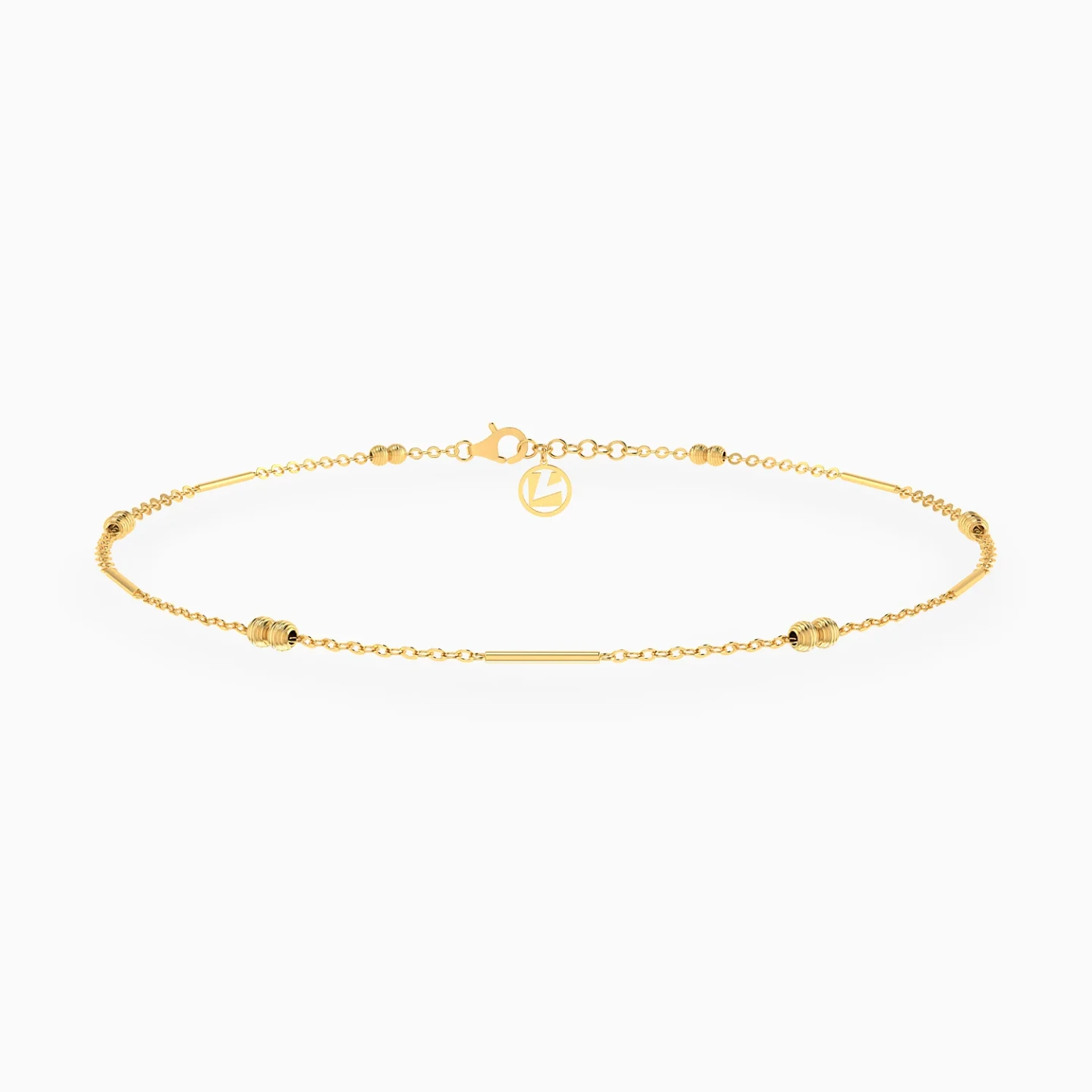 Gold Bars & Textured Beads Anklet in 21K Gold Gold Bars & Textured Beads Anklet in 21K Gold