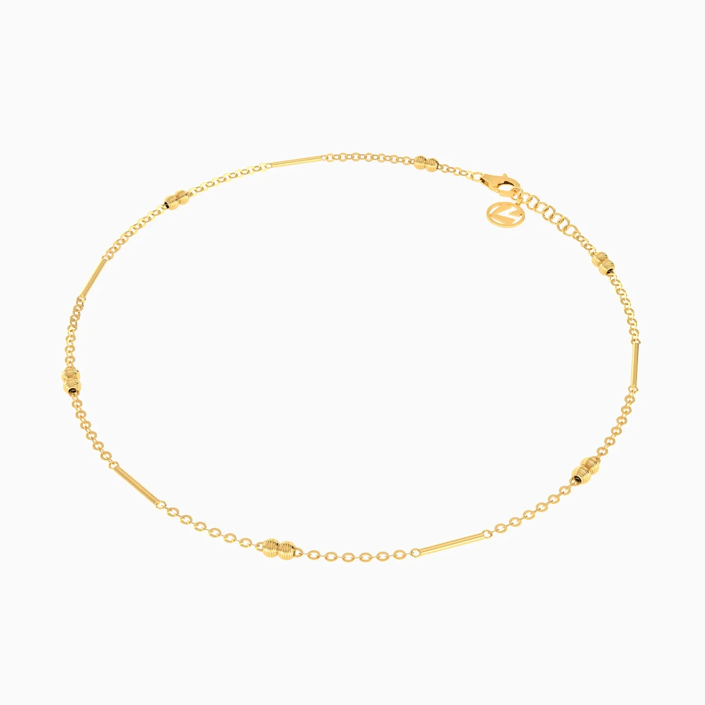 Gold Bars & Textured Beads Anklet in 21K Gold - 2 Gold Bars & Textured Beads Anklet in 21K Gold - 2