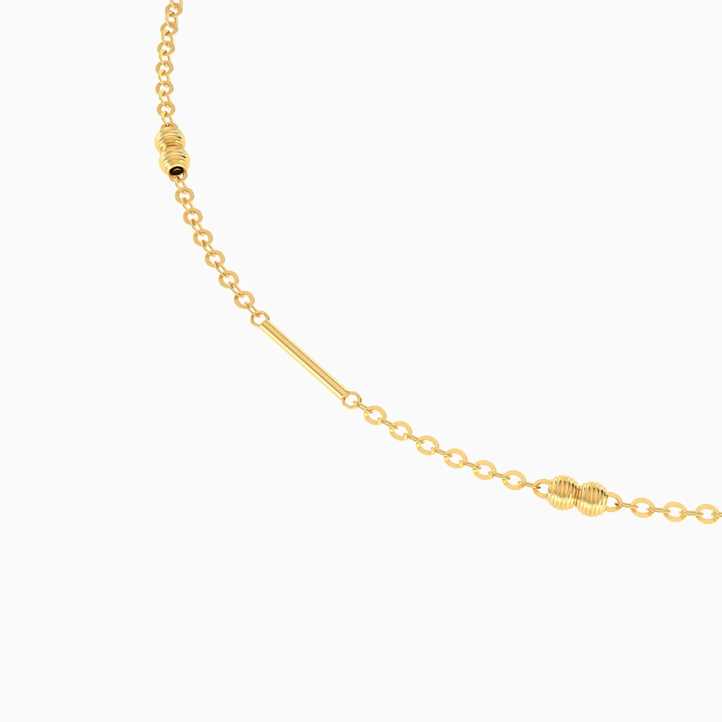 Gold Bars & Textured Beads Anklet in 21K Gold - 3 Gold Bars & Textured Beads Anklet in 21K Gold - 3
