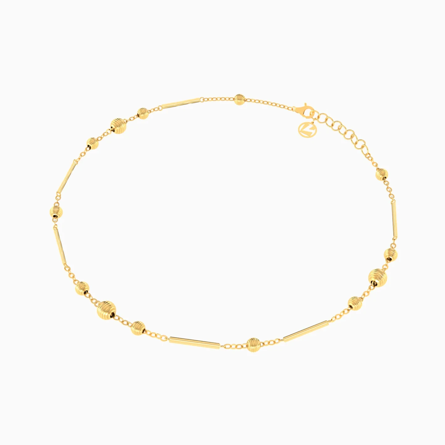 Gold Bars & Beads Anklet in 21K Gold - 2 Gold Bars & Beads Anklet in 21K Gold - 2
