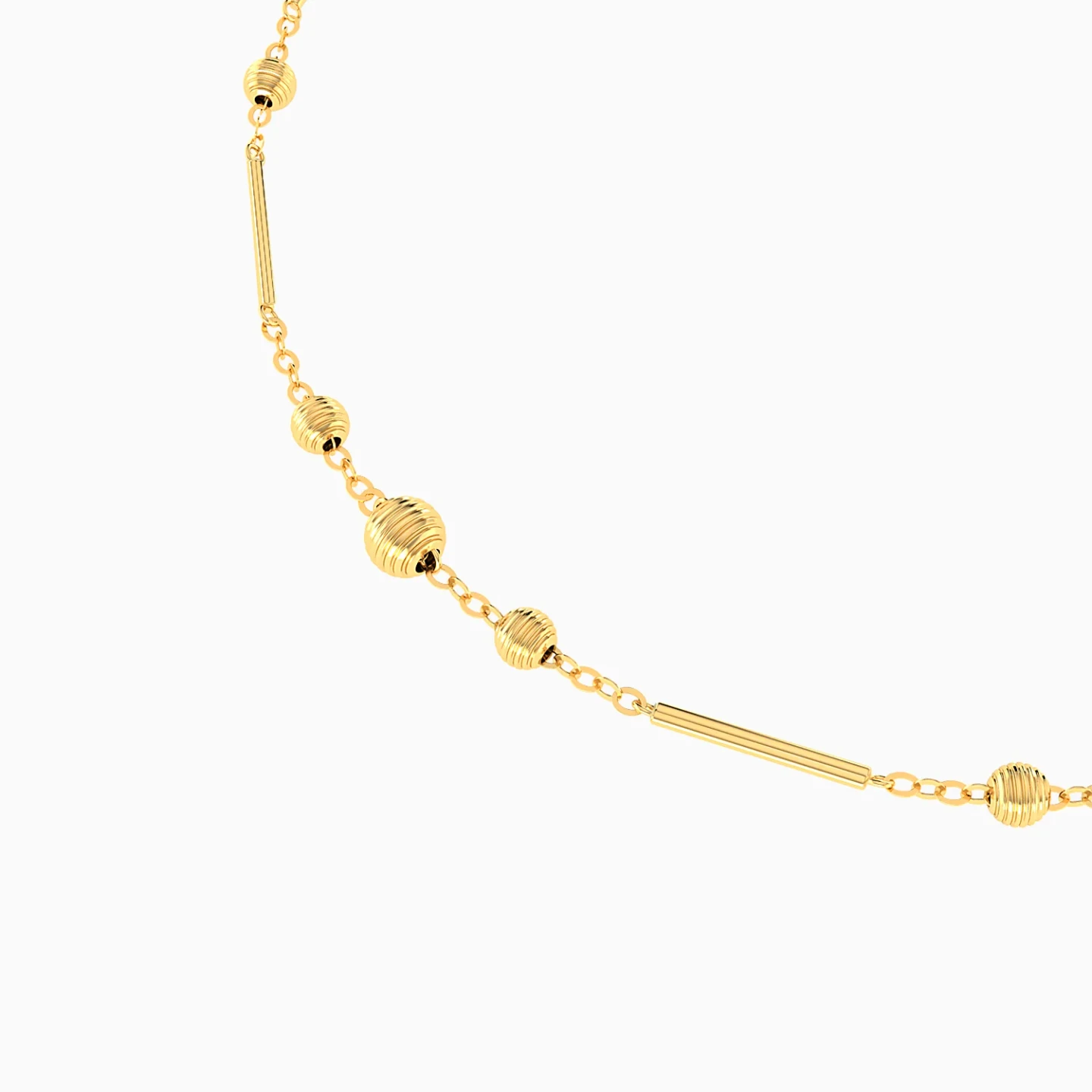 Gold Bars & Beads Anklet in 21K Gold - 3 Gold Bars & Beads Anklet in 21K Gold - 3