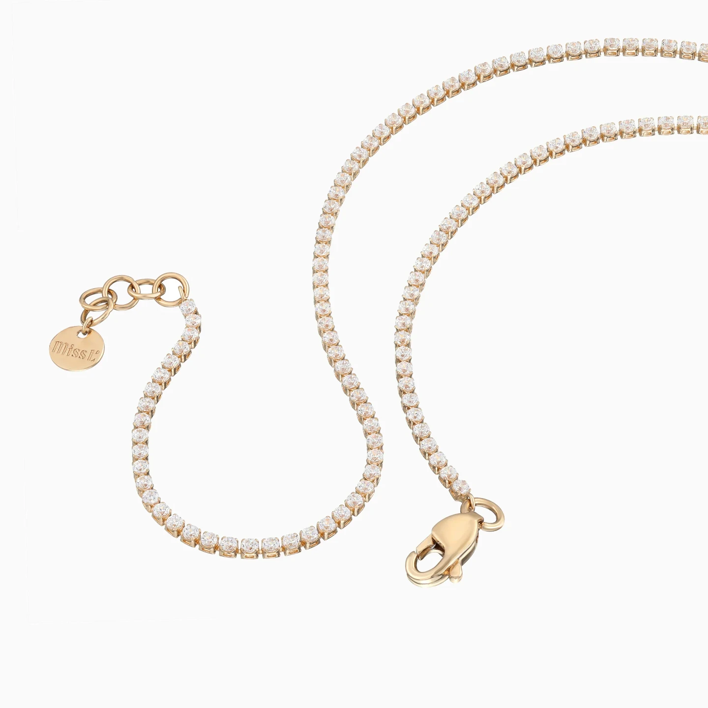 Tennis Cubic Zirconia Necklace in 18K Gold - 2 Tennis Cubic Zirconia Necklace in 18K Gold - 2
