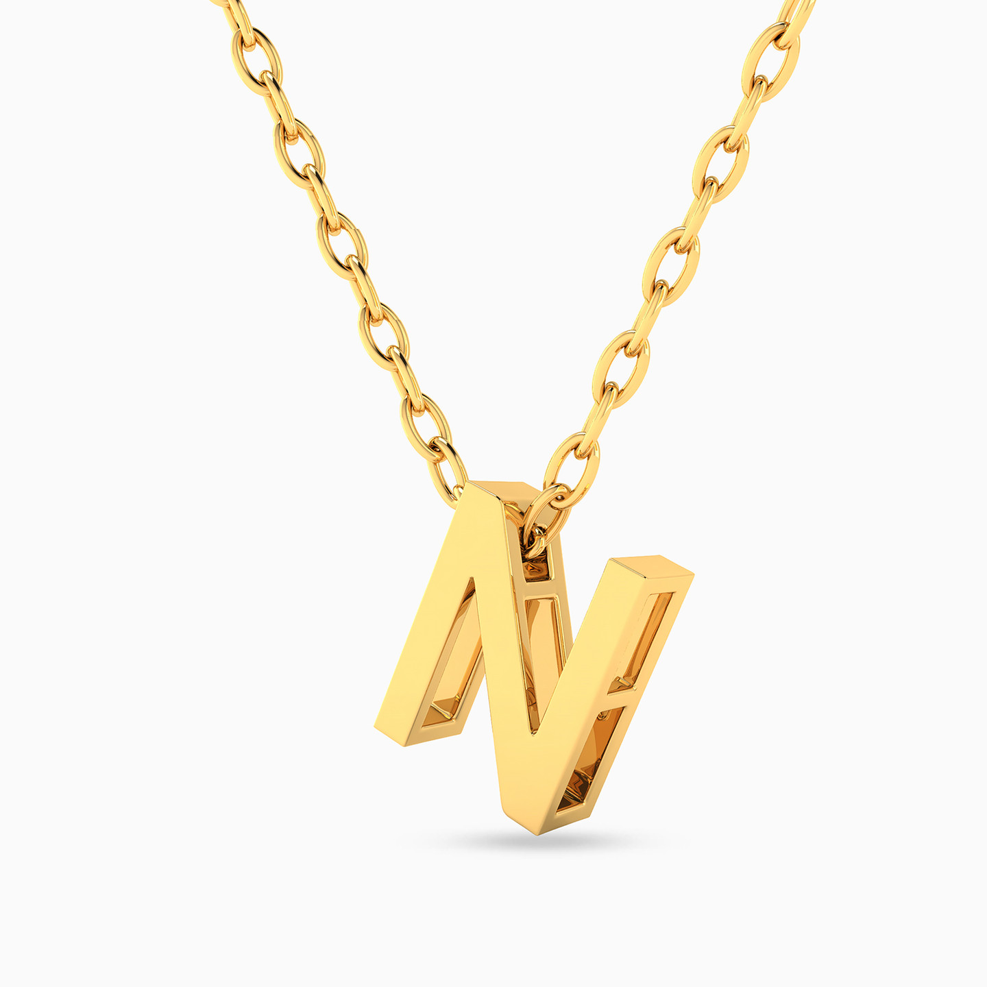 Letter N Necklace In 18K Gold - 2 Letter N Necklace In 18K Gold - 2