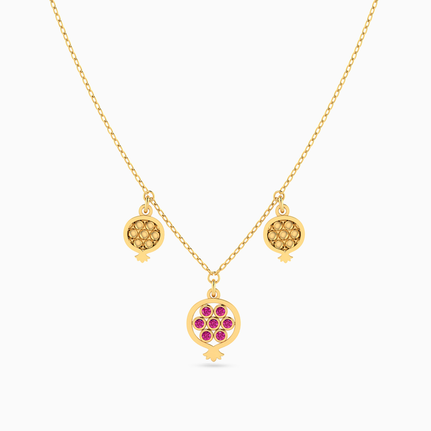 سلسلة ذهب رمانة عيار 18 قيراط مزينة بالأحجار الملونة - 3 سلسلة ذهب رمانة عيار 18 قيراط مزينة بالأحجار الملونة - 3