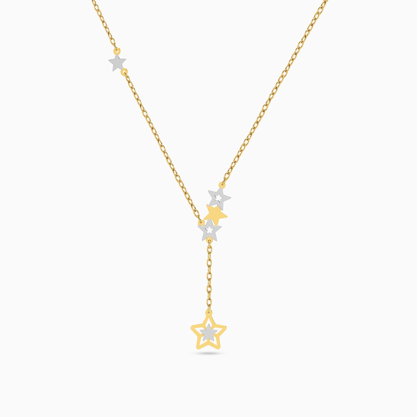 Star Chain Necklace in 18K Gold - 5 Star Chain Necklace in 18K Gold - 5